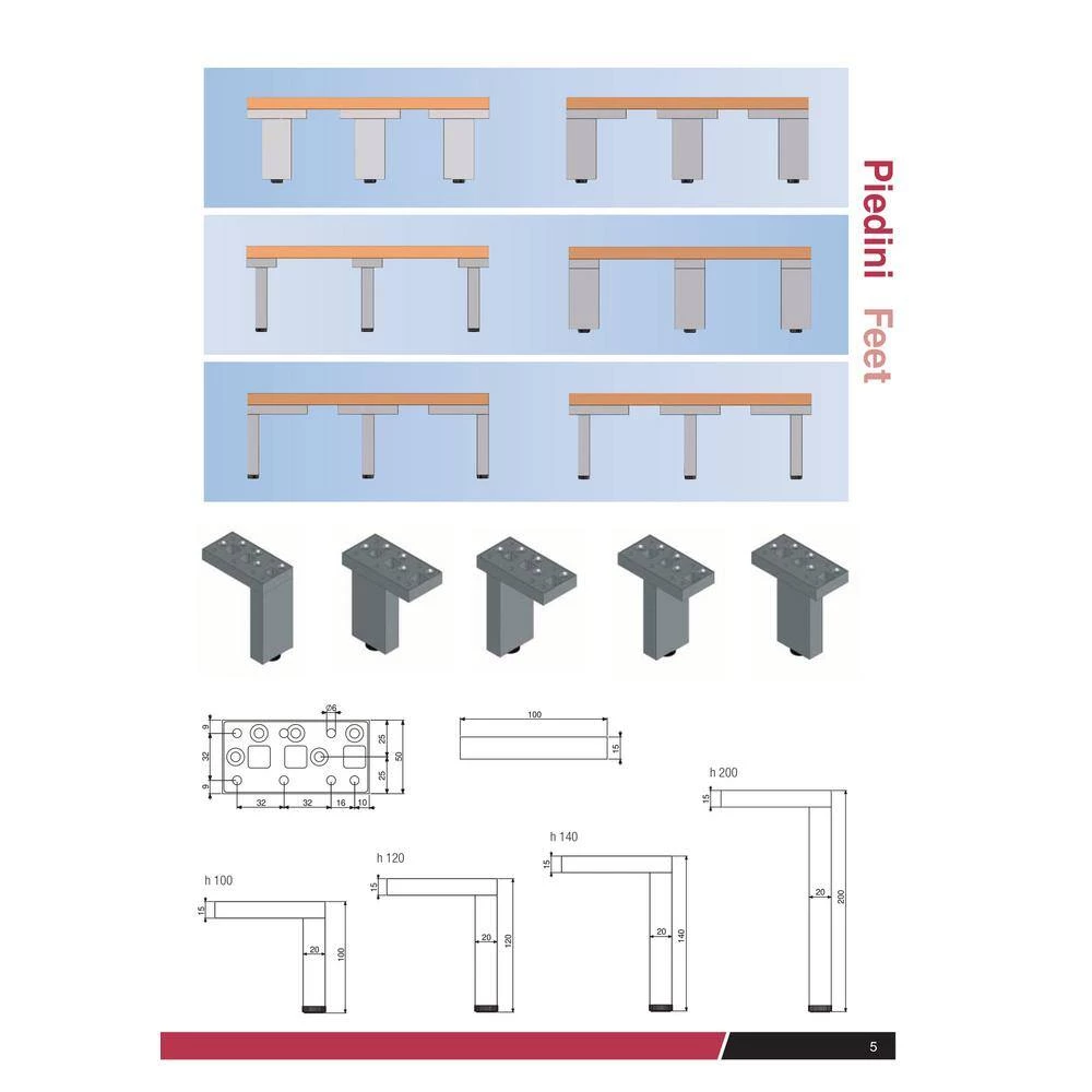 7 7/8 in. (200 mm) Aluminum Contemporary Furniture Leg with Adjustable Shape and leveling Glide by Richelieu Hardware 9 7 7/8 in. (200 mm) Aluminum Contemporary Furniture Leg with Adjustable Shape and leveling Glide by Richelieu Hardware - Image 7