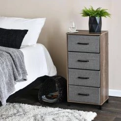 Hallway Narrow Ashwood 4-Drawer Chest 33.25 in. H x 16 in. W x 12 in. D by HOUSEHOLD ESSENTIALS -Richelieu Hardware Sales ashwood household essentials chest of drawers 8514 1 44 1000