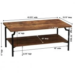 43.3 in. Rustic Hickory Rectangle Particle Board Crown Coffee Table with Black Metal Frame by HOUSEHOLD ESSENTIALS -Richelieu Hardware Sales black and rustic hickory finish household essentials coffee tables hh8235 1 4f 1000