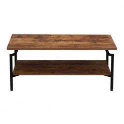 43.3 in. Rustic Hickory Rectangle Particle Board Crown Coffee Table with Black Metal Frame by HOUSEHOLD ESSENTIALS -Richelieu Hardware Sales black and rustic hickory finish household essentials coffee tables hh8235 1 c3 1000
