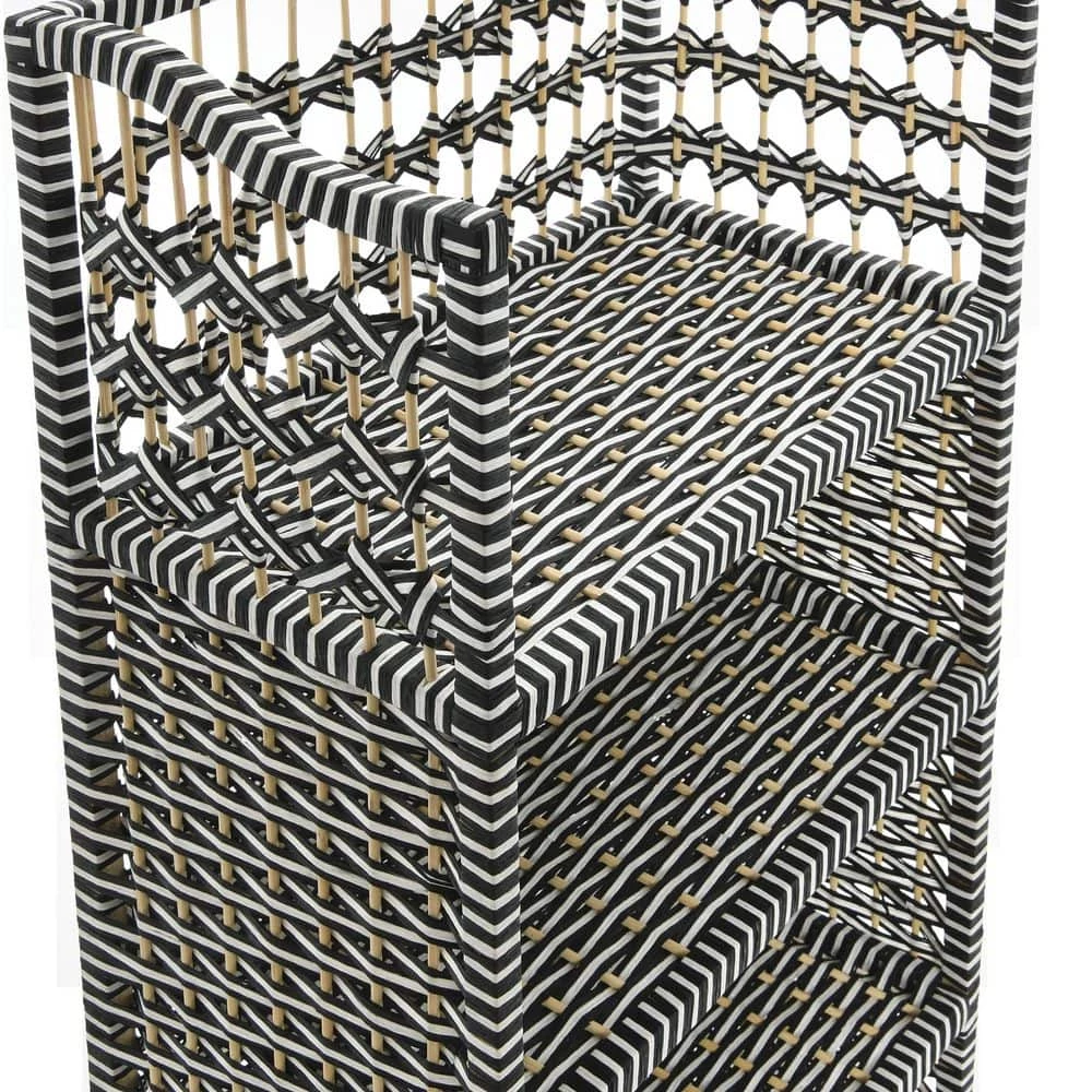 18.9 in. Wide Black and White Paper Rope 4 Shelves Standard Bookcase by HOUSEHOLD ESSENTIALS 5 18.9 in. Wide Black and White Paper Rope 4 Shelves Standard Bookcase by HOUSEHOLD ESSENTIALS - Image 3