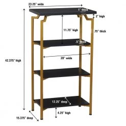 Crown Modern 4-Tier Wood Shelf, Black Oak by HOUSEHOLD ESSENTIALS -Richelieu Hardware Sales black gold household essentials bookcases bookshelves hh8239 1 44 1000