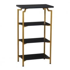 Crown Modern 4-Tier Wood Shelf, Black Oak by HOUSEHOLD ESSENTIALS
