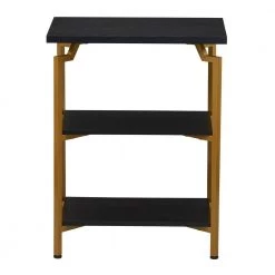 23 in. Wood Shelf Crown Modern Bookcase, Black Oak (3-Tier) by HOUSEHOLD ESSENTIALS -Richelieu Hardware Sales black gold household essentials bookcases bookshelves hh8243 1 4f 1000