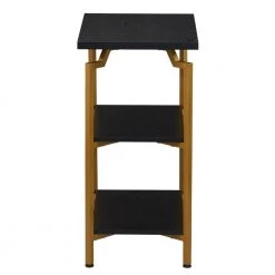 23 in. Wood Shelf Crown Modern Bookcase, Black Oak (3-Tier) by HOUSEHOLD ESSENTIALS -Richelieu Hardware Sales black gold household essentials bookcases bookshelves hh8243 1 c3 1000