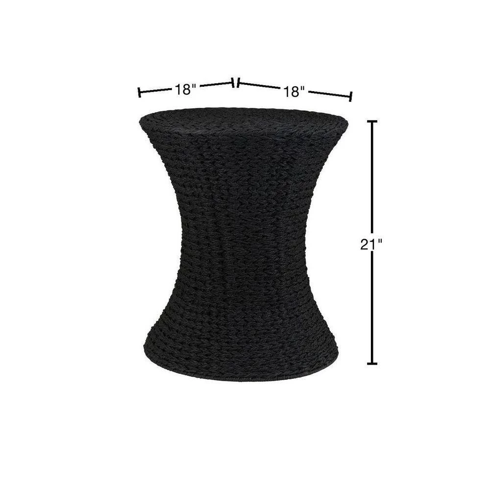 18 in. Hour Glass Table in Black Paper Rope by HOUSEHOLD ESSENTIALS 5 18 in. Hour Glass Table in Black Paper Rope by HOUSEHOLD ESSENTIALS - Image 3