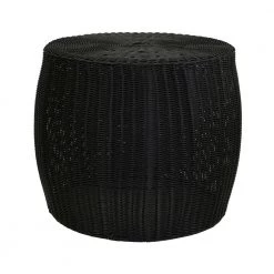 Resin Wicker 20 in. Black Side Table, Accent Table or Storage Container by HOUSEHOLD ESSENTIALS