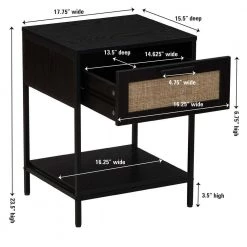 17 in. Woven Square Black Oak Rattan End Table by HOUSEHOLD ESSENTIALS -Richelieu Hardware Sales black oak black household essentials end side tables hh8265 1 66 1000