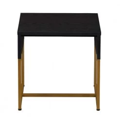 17.71 in. Black Oak Square Particle Board Wrap End Table with Gold Metal Frame by HOUSEHOLD ESSENTIALS -Richelieu Hardware Sales black oak gold household essentials end side tables hh8257 1 c3 1000
