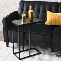 10.25 in. Black Oak Wide C-Shaped Side Table Black Metal Frame and Finish Top by HOUSEHOLD ESSENTIALS 9 10.25 in. Black Oak Wide C-Shaped Side Table Black Metal Frame and Finish Top by HOUSEHOLD ESSENTIALS -Richelieu Hardware Sales black oak household essentials c tables 8172 1 31 1000