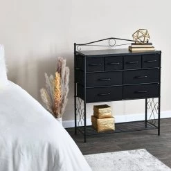 40.5 in. H x 33.25 in. W Black Oak Wide Victoria 8-Drawer Storage Chest by HOUSEHOLD ESSENTIALS -Richelieu Hardware Sales black oak household essentials chest of drawers 8428 1 31 1000