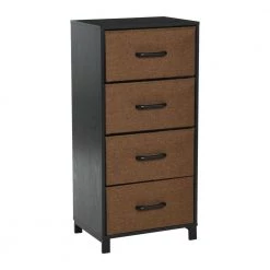Hallway Narrow Black Oak 4-Drawer Chest 33.25 in. H x 16 in. W x 12 in. D by HOUSEHOLD ESSENTIALS