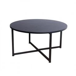 Jamestown 31.5 in. L Black Round MDF Top Black Oak Coffee Table by HOUSEHOLD ESSENTIALS