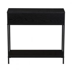 31.29 in. Black Oak Rectangle Particle Board Console Table with Woven Rattan Drawers by HOUSEHOLD ESSENTIALS -Richelieu Hardware Sales black oak household essentials console tables hh8267 1 4f 1000