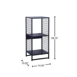 13.23 in. L x 14.45 in. W x 28.15 in. H 2 Rectangle Cube Wall Unit End Table with Mesh Side Panels, Black Oak by HOUSEHOLD ESSENTIALS -Richelieu Hardware Sales black oak household essentials end side tables 8182 1 40 1000