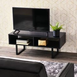 Jamestown Media Table, Holds a Maximum 60 in. Television, Rectangular, Black Oak, 15.75" H x 39.37" W x 15.75" D by HOUSEHOLD ESSENTIALS -Richelieu Hardware Sales black oak household essentials tv stands 8189 1 31 1000