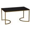 Half-Moon 39.37 in. Black Oak Finsh Rectangle Particle Board Coffee Table With Metal Gold Frame by HOUSEHOLD ESSENTIALS