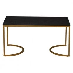 Half-Moon 39.37 in. Black Oak Finsh Rectangle Particle Board Coffee Table With Metal Gold Frame by HOUSEHOLD ESSENTIALS -Richelieu Hardware Sales black wood grain household essentials coffee tables hh8252 1 c3 1000
