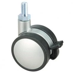 2 in. (50 mm) Silver and Black Braking Swivel Stem Caster with 110 lb. Load Rating by Richelieu Hardware