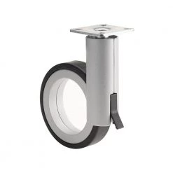 Rotola Series 3-9/16 in. (90 mm) Black and Aluminum Braking Swivel Plate Caster with 132 lb. Load Rating by Richelieu Hardware
