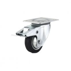 Euro Series 3-1/8 in. (80 mm) Black Double-Lock Brake Swivel Plate Caster with 110 lb. Load Rating by Richelieu Hardware