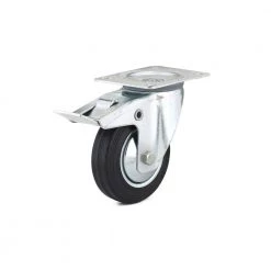 Euro Series 3-15/16 in. (100 mm) Black Double-Lock Brake Swivel Plate Caster with 154 lb. Load Rating by Richelieu Hardware