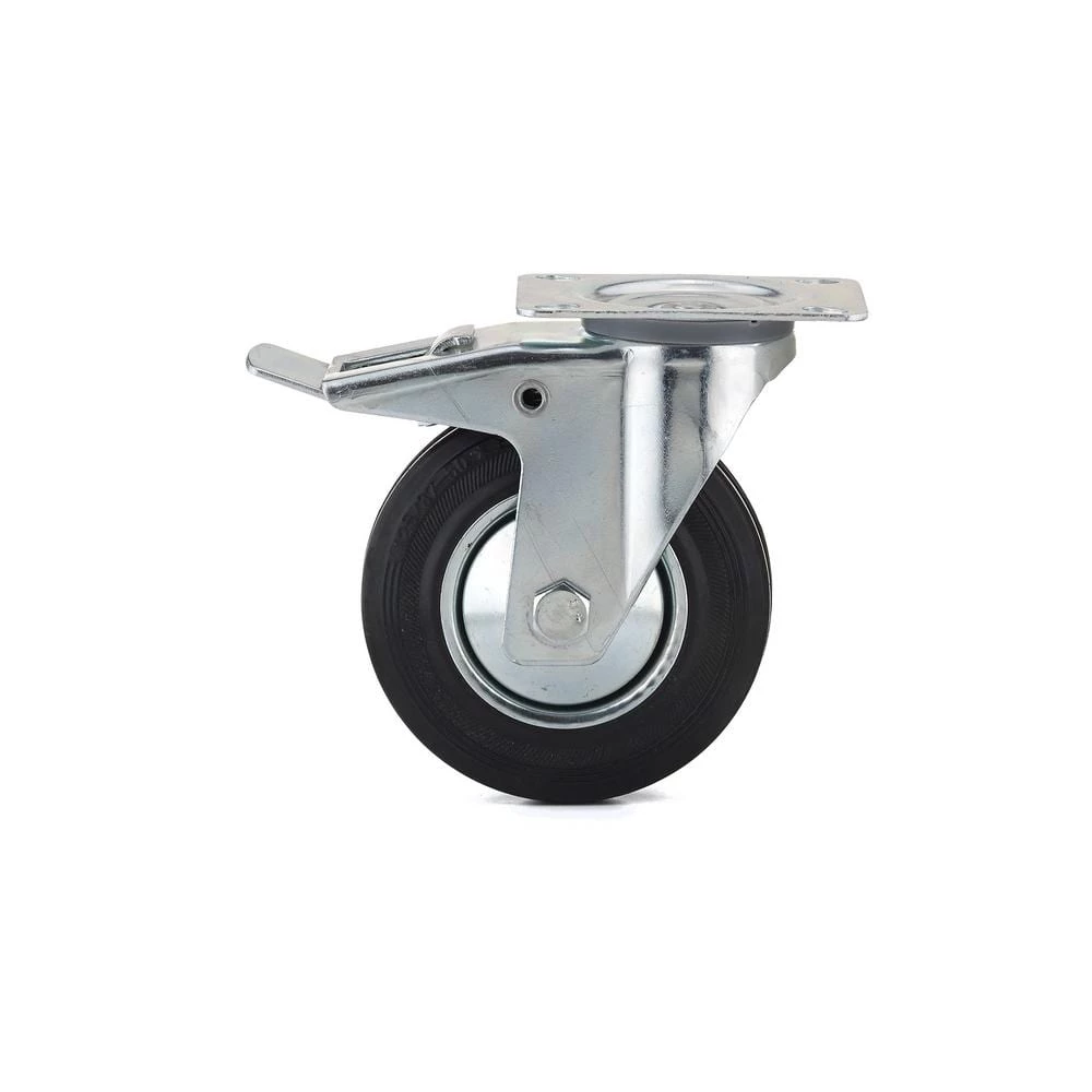 Euro Series 4-15/16 in. (125 mm) Black Double-Lock Brake Swivel Plate Caster with 220 lb. Load Rating by Richelieu Hardware 4 Euro Series 4-15/16 in. (125 mm) Black Double-Lock Brake Swivel Plate Caster with 220 lb. Load Rating by Richelieu Hardware - Image 2