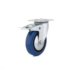 4-15/16 in. (125 mm) Blue Double-Lock Brake Swivel Plate Caster with 220 lb. Load Rating by Richelieu Hardware