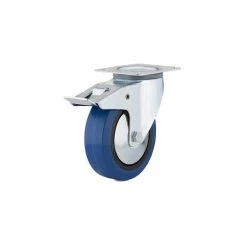 6-5/16 in. (160 mm) Blue Double-Lock Brake Swivel Plate Caster with 397 lb. Load Rating by Richelieu Hardware