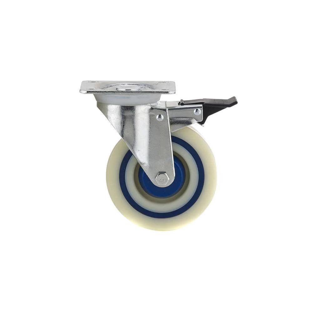 4-15/16 in. (125 mm) Blue and Beige Double-Lock Brake Swivel Plate Caster with 441 lb. Load Rating by Richelieu Hardware 4 4-15/16 in. (125 mm) Blue and Beige Double-Lock Brake Swivel Plate Caster with 441 lb. Load Rating by Richelieu Hardware - Image 2