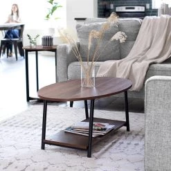 39 .4 in. L Brown 16.3 in. H Round Wood Top Coffee Table with 2 tiers by HOUSEHOLD ESSENTIALS 15 39 .4 in. L Brown 16.3 in. H Round Wood Top Coffee Table with 2 tiers by HOUSEHOLD ESSENTIALS -Richelieu Hardware Sales brown household essentials coffee tables 8134 1 31 1000