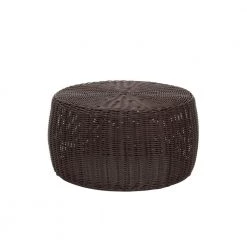 9 in. H Brown Resin Wicker Foot Stool Ottoman by HOUSEHOLD ESSENTIALS