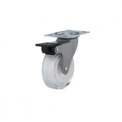 2-15/16 in. (75 mm) Clear White Braking Swivel Plate Caster with 110 lb. Load Rating by Richelieu Hardware