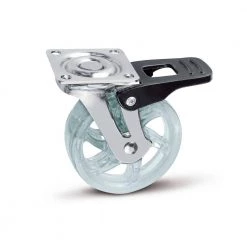 2-15/16 in. (75 mm) Clear Braking Swivel Plate Caster with 88 lb. Load Rating by Richelieu Hardware