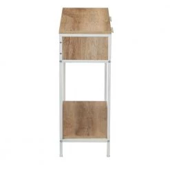 31.29 in. Coastal Oak Rectangle Particle Board Console Table with White Metal Frame and Woven Rattan Drawers by HOUSEHOLD ESSENTIALS -Richelieu Hardware Sales coastal oak finish household essentials console tables hh8266 1 1f 1000