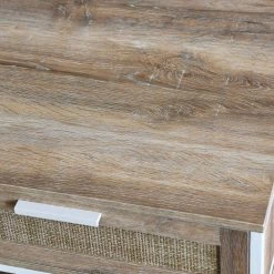 31.29 in. Coastal Oak Rectangle Particle Board Console Table with White Metal Frame and Woven Rattan Drawers by HOUSEHOLD ESSENTIALS -Richelieu Hardware Sales coastal oak finish household essentials console tables hh8266 1 66 1000