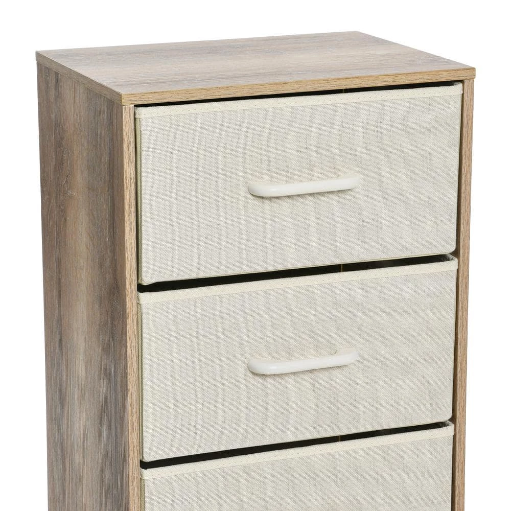Hallway Narrow Coastal Oak 4-Drawer Chest 33.25 in. H x 16 in. W x 12 in. D by HOUSEHOLD ESSENTIALS 7 Hallway Narrow Coastal Oak 4-Drawer Chest 33.25 in. H x 16 in. W x 12 in. D by HOUSEHOLD ESSENTIALS - Image 5