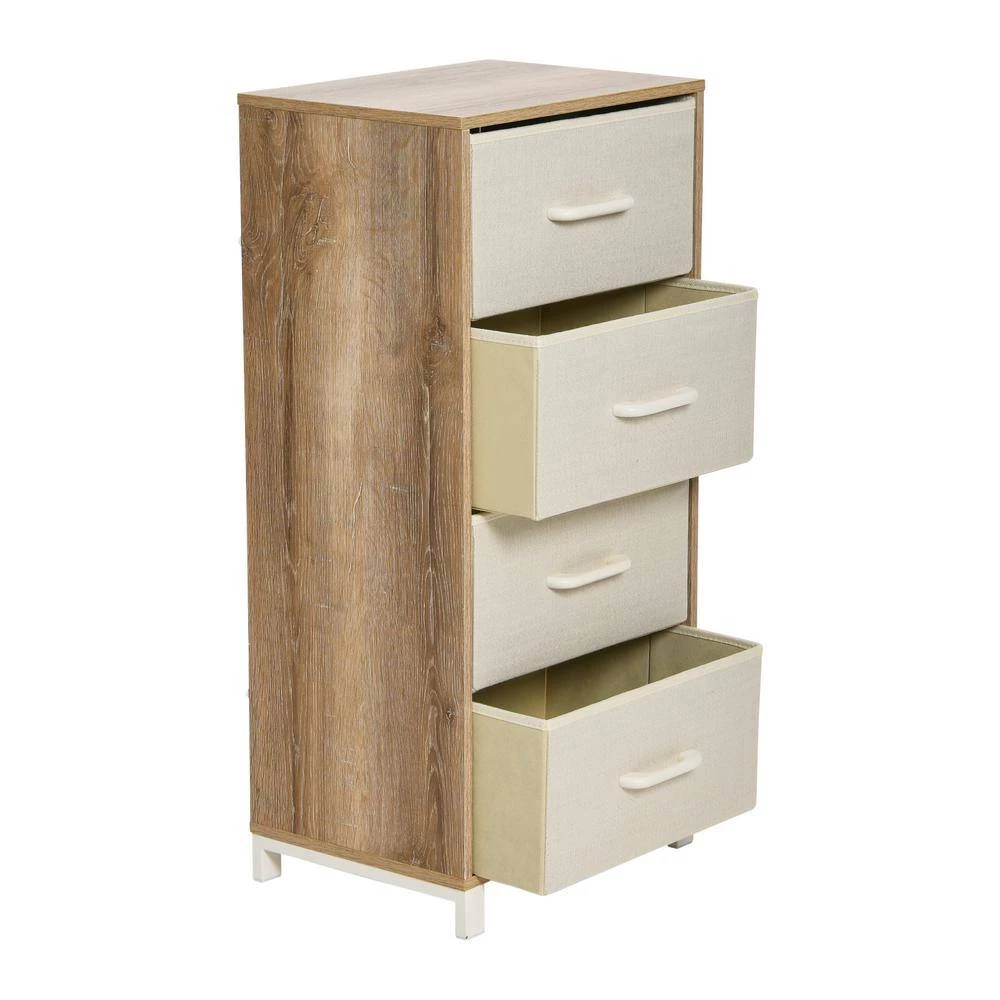 Hallway Narrow Coastal Oak 4-Drawer Chest 33.25 in. H x 16 in. W x 12 in. D by HOUSEHOLD ESSENTIALS 5 Hallway Narrow Coastal Oak 4-Drawer Chest 33.25 in. H x 16 in. W x 12 in. D by HOUSEHOLD ESSENTIALS - Image 3