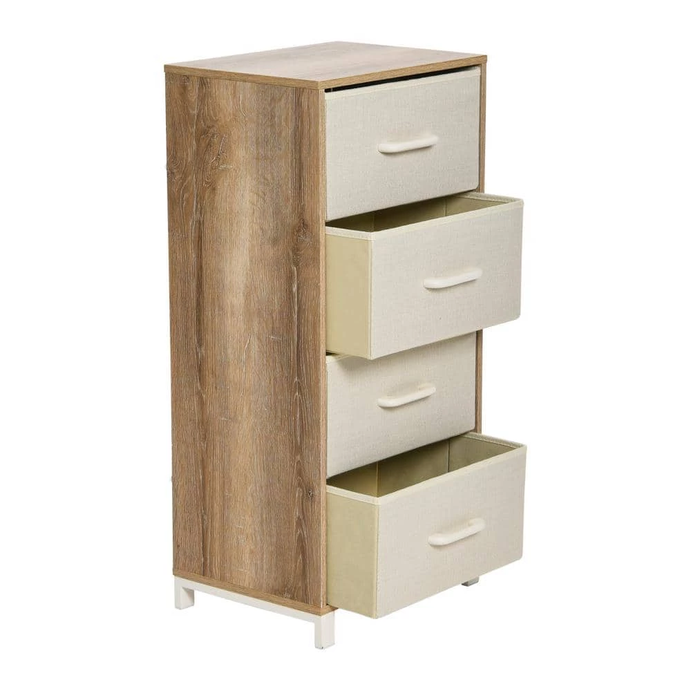 Hallway Narrow Coastal Oak 4-Drawer Chest 33.25 in. H x 16 in. W x 12 in. D by HOUSEHOLD ESSENTIALS 4 Hallway Narrow Coastal Oak 4-Drawer Chest 33.25 in. H x 16 in. W x 12 in. D by HOUSEHOLD ESSENTIALS - Image 2