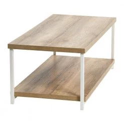 Jamestown 2 Tier Wide Rectangular Coffee Table MDF Top, 39.4" W x 15.75" H Coastal Oak by HOUSEHOLD ESSENTIALS -Richelieu Hardware Sales coastal oak household essentials coffee tables 8225 1 1f 1000