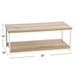Jamestown 2 Tier Wide Rectangular Coffee Table MDF Top, 39.4" W x 15.75" H Coastal Oak by HOUSEHOLD ESSENTIALS -Richelieu Hardware Sales coastal oak household essentials coffee tables 8225 1 c3 1000