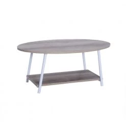 Jamestown 23.4 in. L Brown Oval MDF Top Coastal Oak Coffee Table by HOUSEHOLD ESSENTIALS