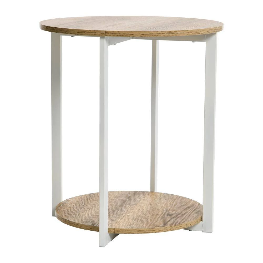 Jamestown 2 Tier End Table, Round, Coastal Oak, 20.3" Wide by HOUSEHOLD ESSENTIALS 8 Jamestown 2 Tier End Table, Round, Coastal Oak, 20.3" Wide by HOUSEHOLD ESSENTIALS - Image 6