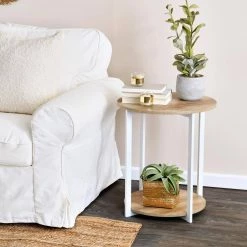 Jamestown 2 Tier End Table, Round, Coastal Oak, 20.3" Wide by HOUSEHOLD ESSENTIALS 19 Jamestown 2 Tier End Table, Round, Coastal Oak, 20.3" Wide by HOUSEHOLD ESSENTIALS -Richelieu Hardware Sales coastal oak household essentials end side tables 8227 1 31 1000