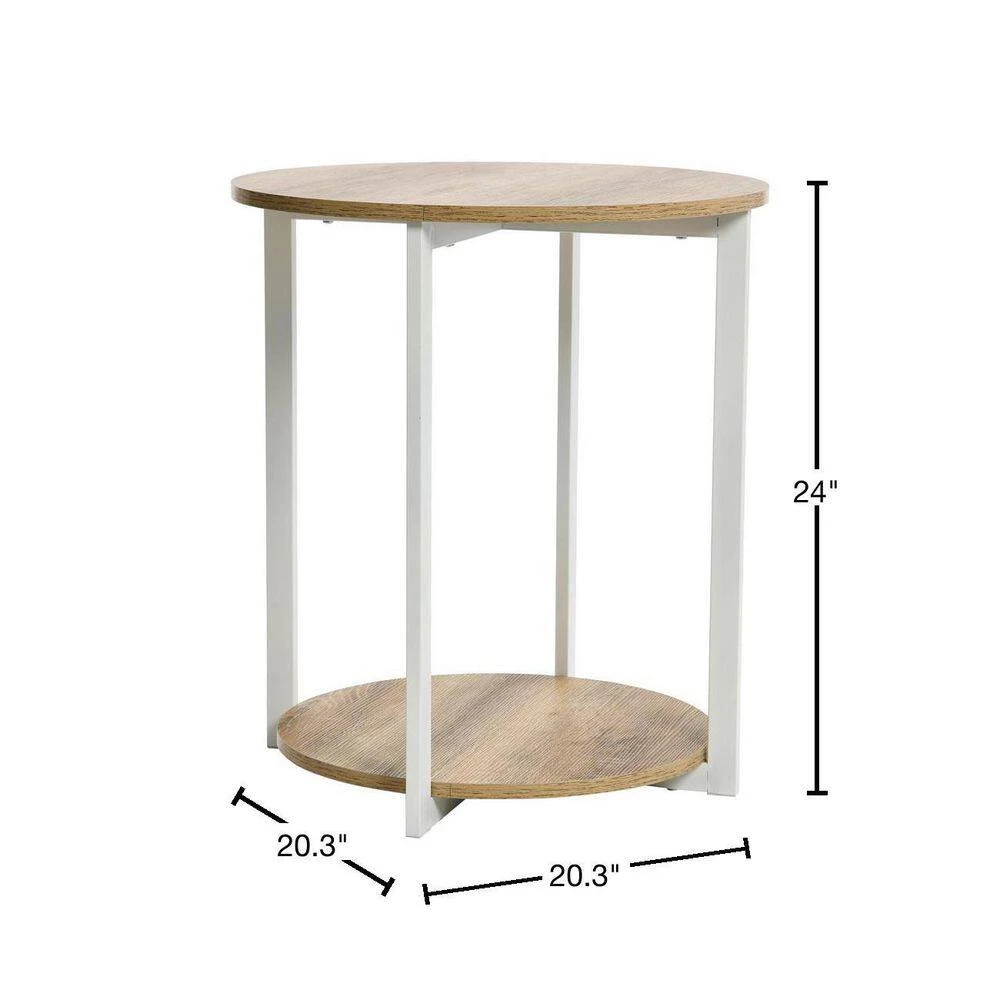 Jamestown 2 Tier End Table, Round, Coastal Oak, 20.3" Wide by HOUSEHOLD ESSENTIALS 5 Jamestown 2 Tier End Table, Round, Coastal Oak, 20.3" Wide by HOUSEHOLD ESSENTIALS - Image 3