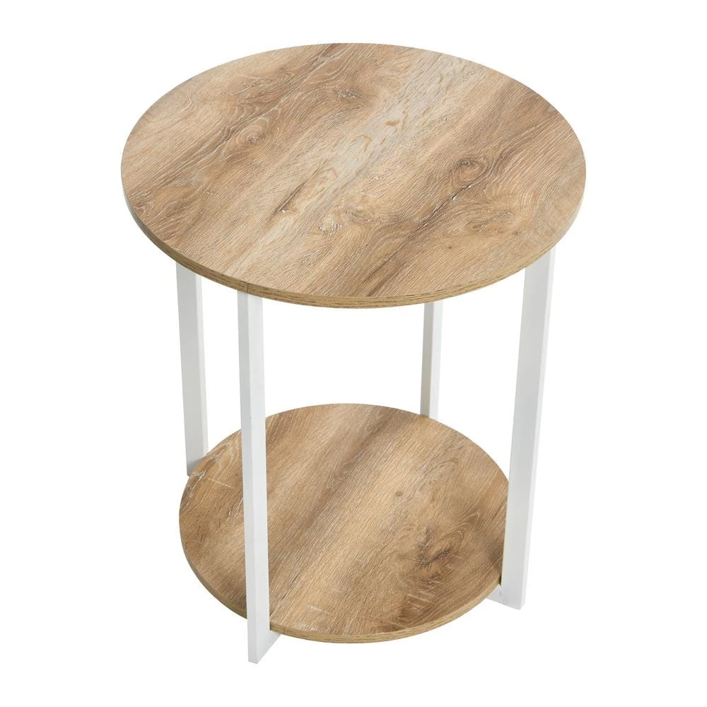 Jamestown 2 Tier End Table, Round, Coastal Oak, 20.3" Wide by HOUSEHOLD ESSENTIALS 7 Jamestown 2 Tier End Table, Round, Coastal Oak, 20.3" Wide by HOUSEHOLD ESSENTIALS - Image 5