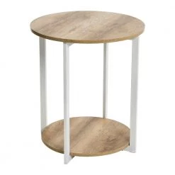 Jamestown 2 Tier End Table, Round, Coastal Oak, 20.3" Wide by HOUSEHOLD ESSENTIALS
