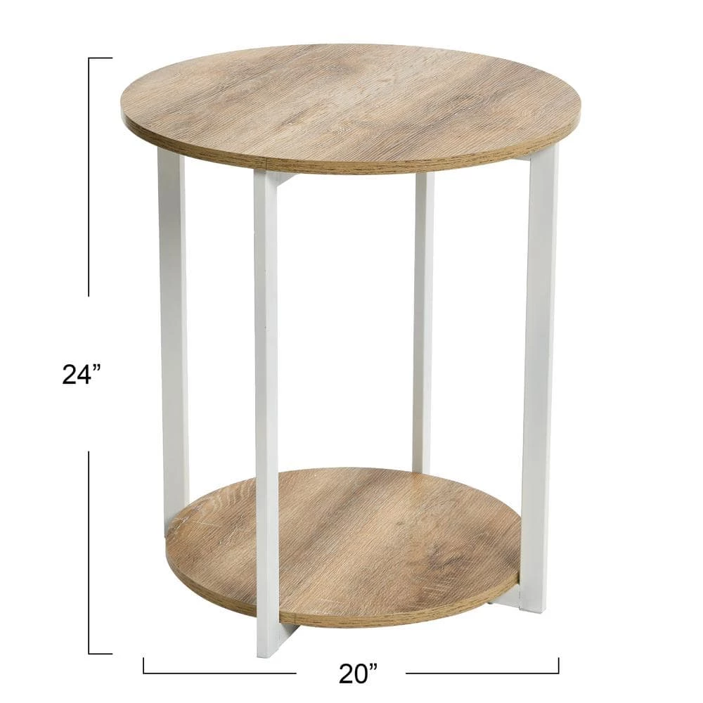 Jamestown 2 Tier End Table, Round, Coastal Oak, 20.3" Wide by HOUSEHOLD ESSENTIALS 6 Jamestown 2 Tier End Table, Round, Coastal Oak, 20.3" Wide by HOUSEHOLD ESSENTIALS - Image 4