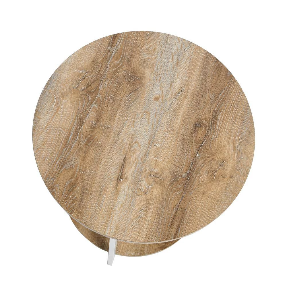 Jamestown 2 Tier End Table, Round, Coastal Oak, 20.3" Wide by HOUSEHOLD ESSENTIALS 10 Jamestown 2 Tier End Table, Round, Coastal Oak, 20.3" Wide by HOUSEHOLD ESSENTIALS - Image 8