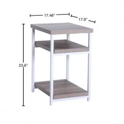 Jamestown 3-Tier End Rectangular Table, 23.6 in. H x 17.46 in. W, Coastal Oak by HOUSEHOLD ESSENTIALS -Richelieu Hardware Sales coastal oak household essentials end side tables 8230 1 40 1000